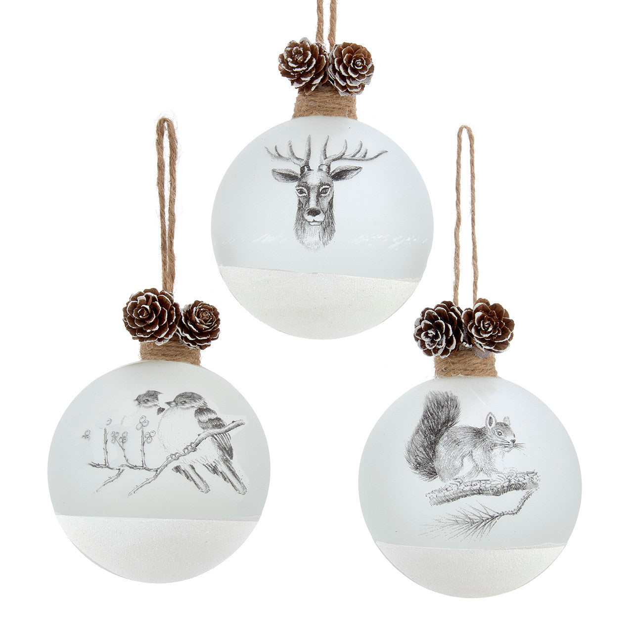 100MM Glass Animal Face Ball Ornaments, 3 Assorted