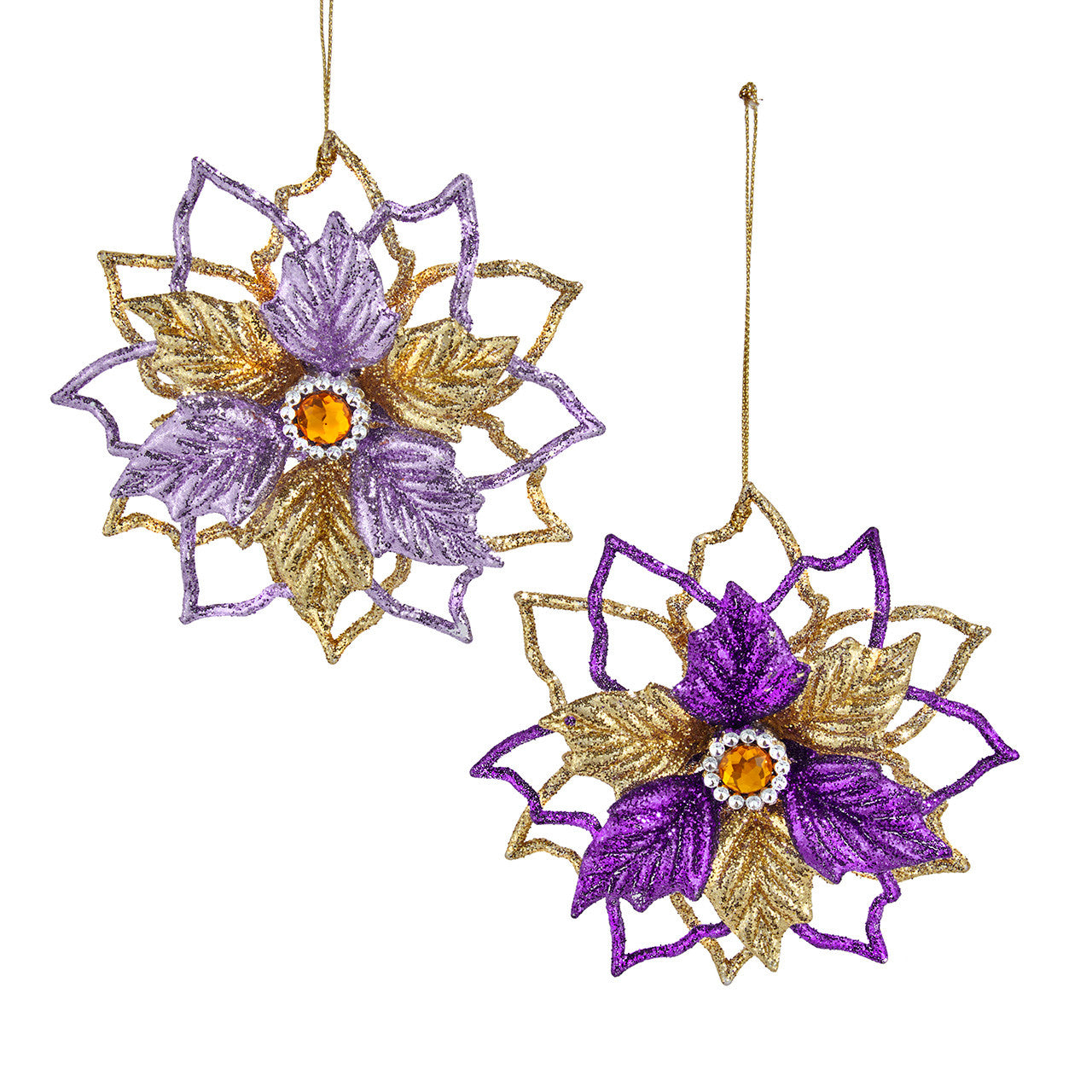 Poinsettia Ornaments, 2 Assorted
