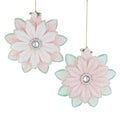 Pink & Green Poinsettia Ornaments, 2 Assorted