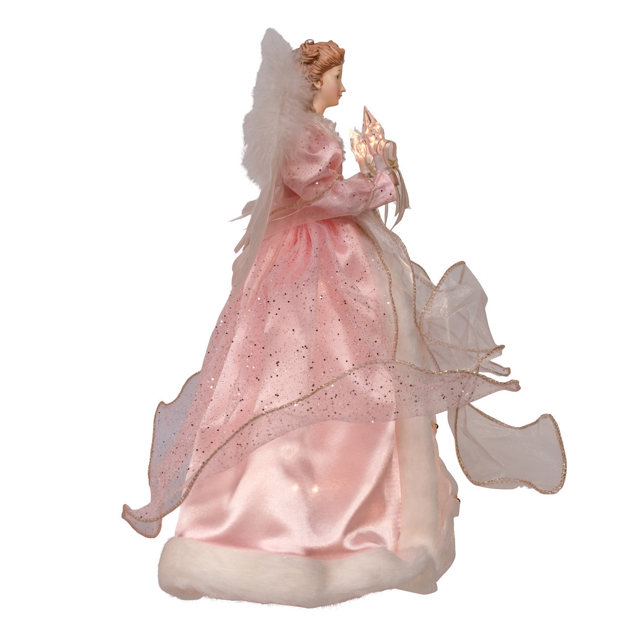 14" 10L Pink & White Angel Tree Topper