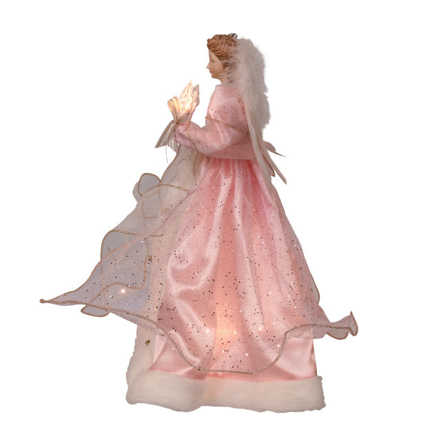 14" 10L Pink & White Angel Tree Topper