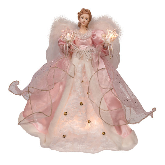 14" 10L Pink & White Angel Tree Topper
