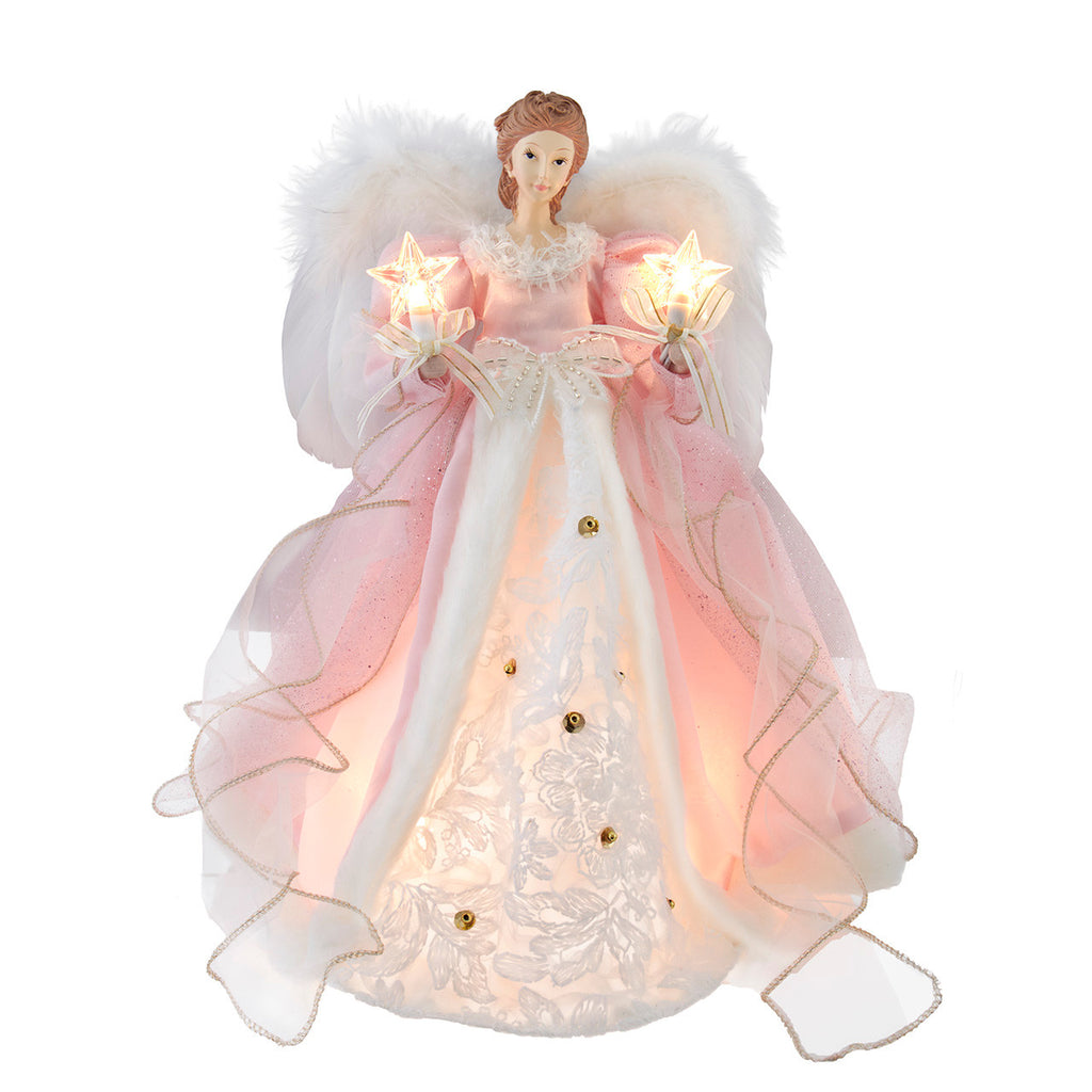 14" 10L Pink & White Angel Tree Topper
