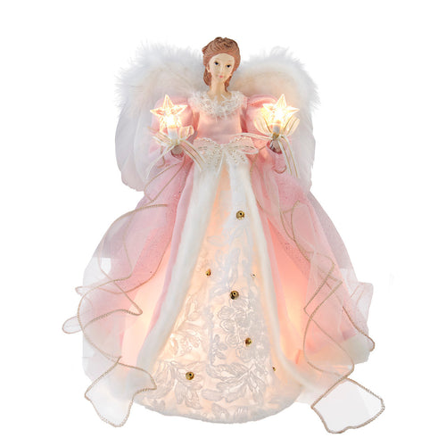 14" 10L Pink & White Angel Tree Topper