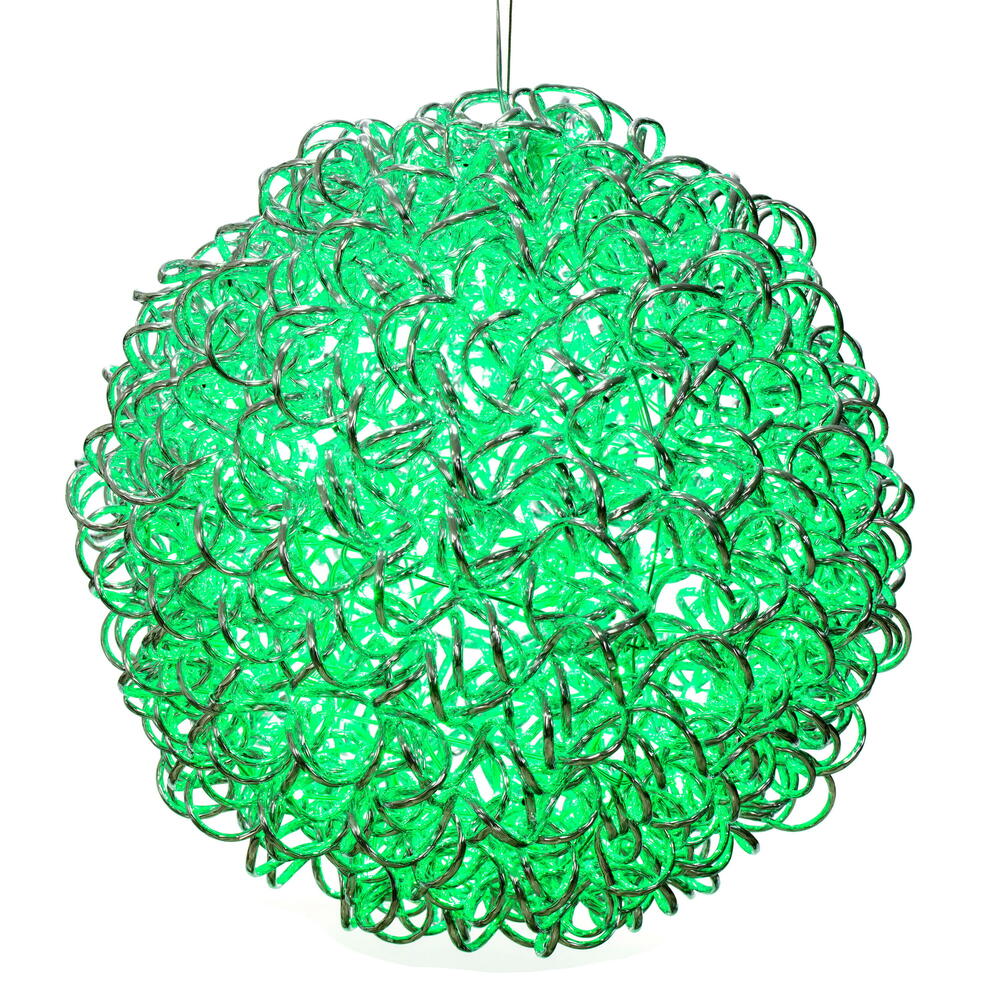 18" Spiral LED Green Silver Aluminum Ball 180 Lights