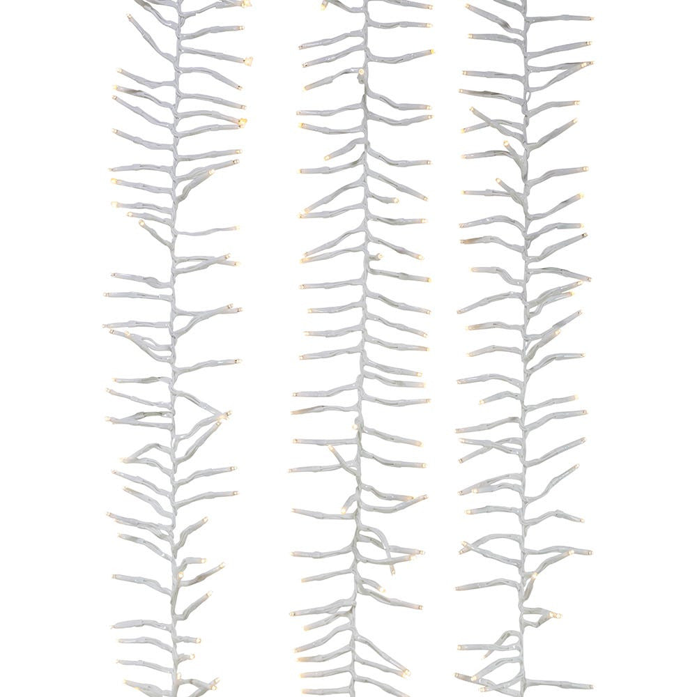33' 1000L Warm White LED Multifunction White Wire Cluster Garland
