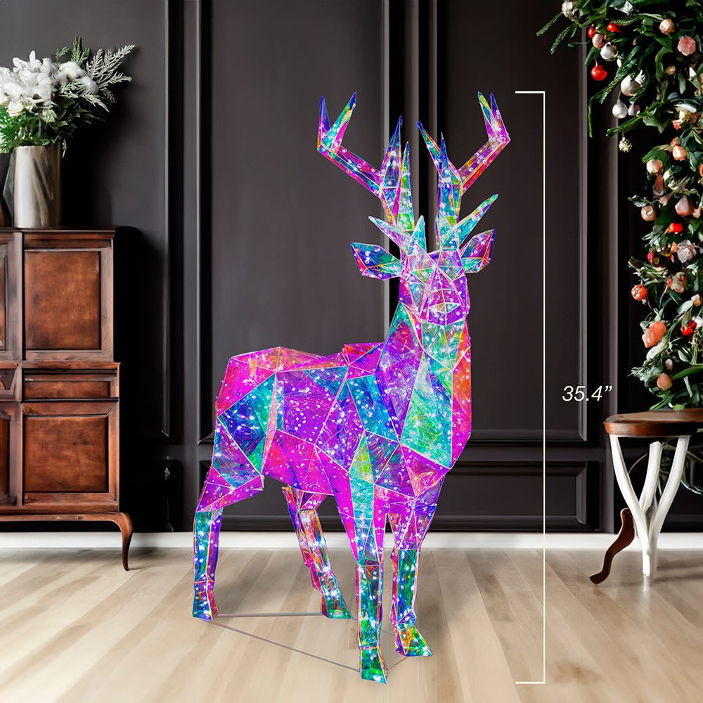 Lighted Magical Iridescence Holographic Reindeer