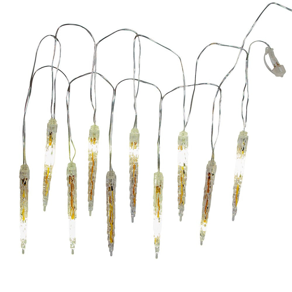 29' 10-Piece Cool White Filament LED Connectible Icicle String Light