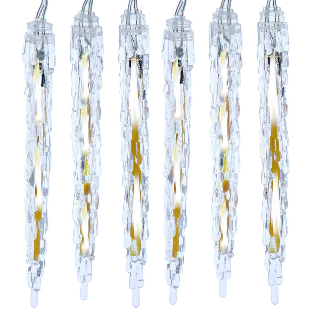 29' 10-Piece Cool White Filament LED Connectible Icicle String Light