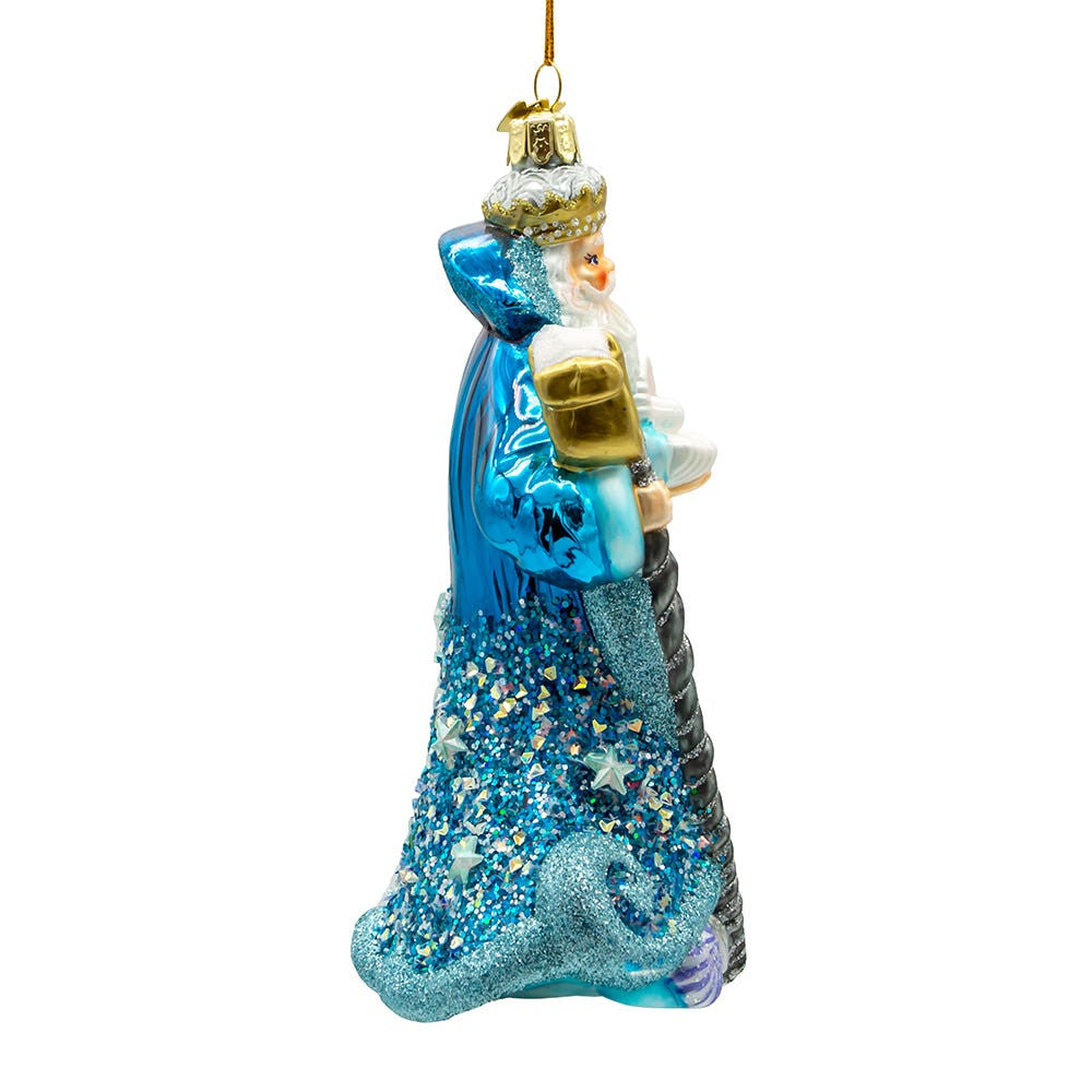 Bellissimo Glass Under The Sea Santa Ornament