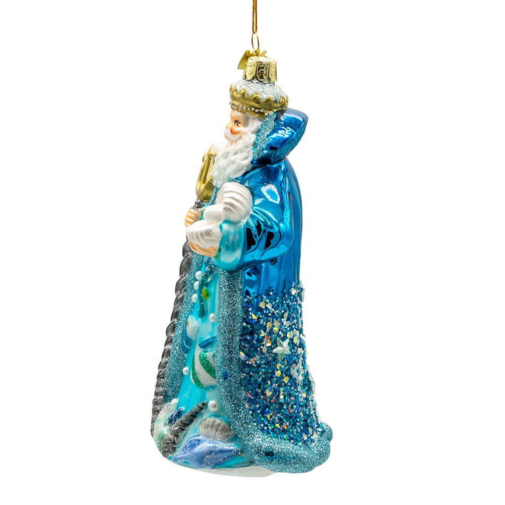 Bellissimo Glass Under The Sea Santa Ornament