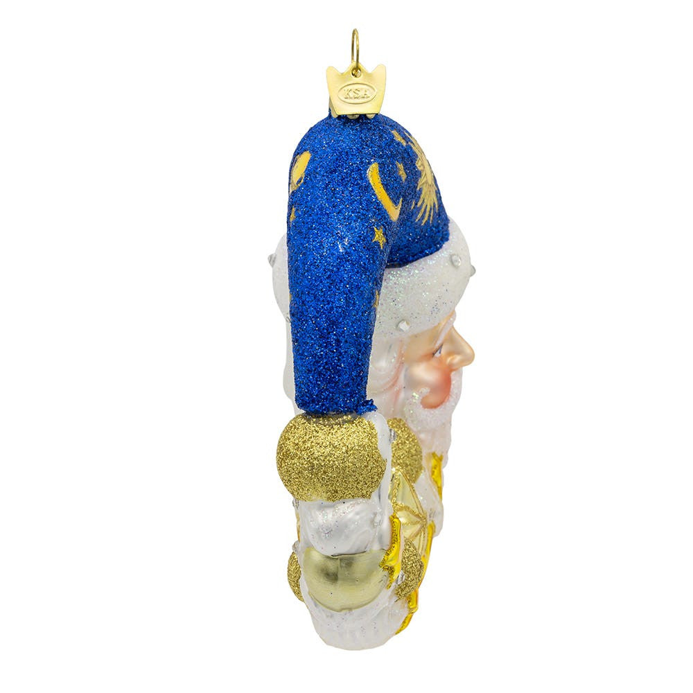 Bellissimo Glass Moon Santa Ornament