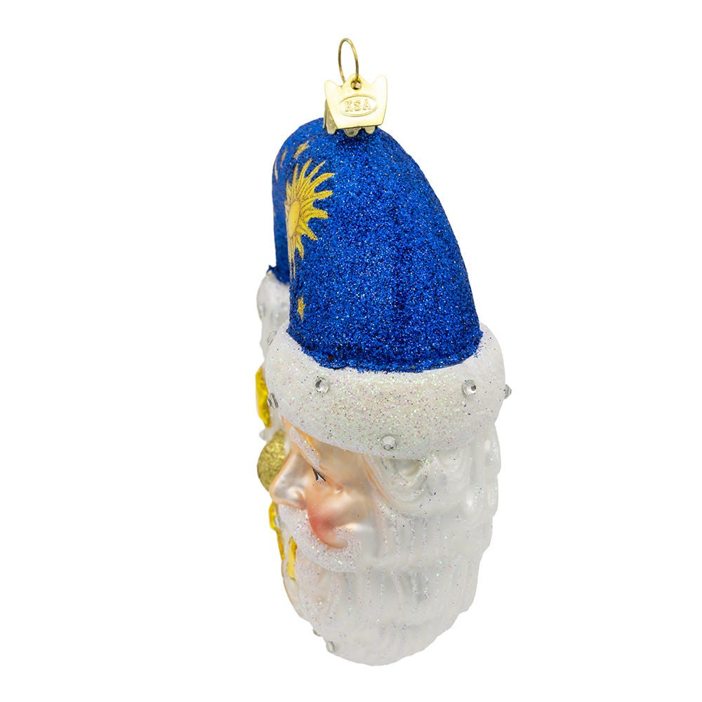 Bellissimo Glass Moon Santa Ornament