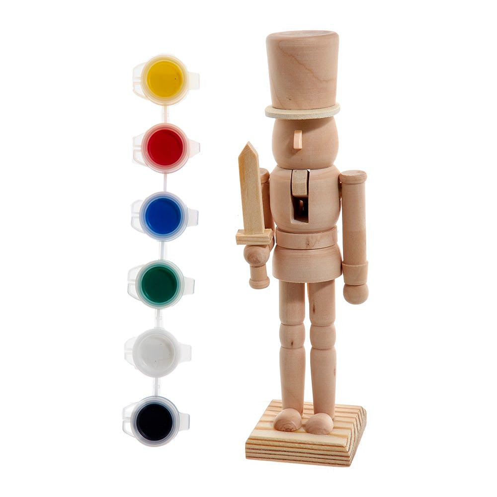 7“ Plain Nutcracker With Paint (Red, Green, Yellow & White)