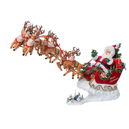 24“ Fabriché™ Musical Santa With 8 Reindeer, 2-Piece Set