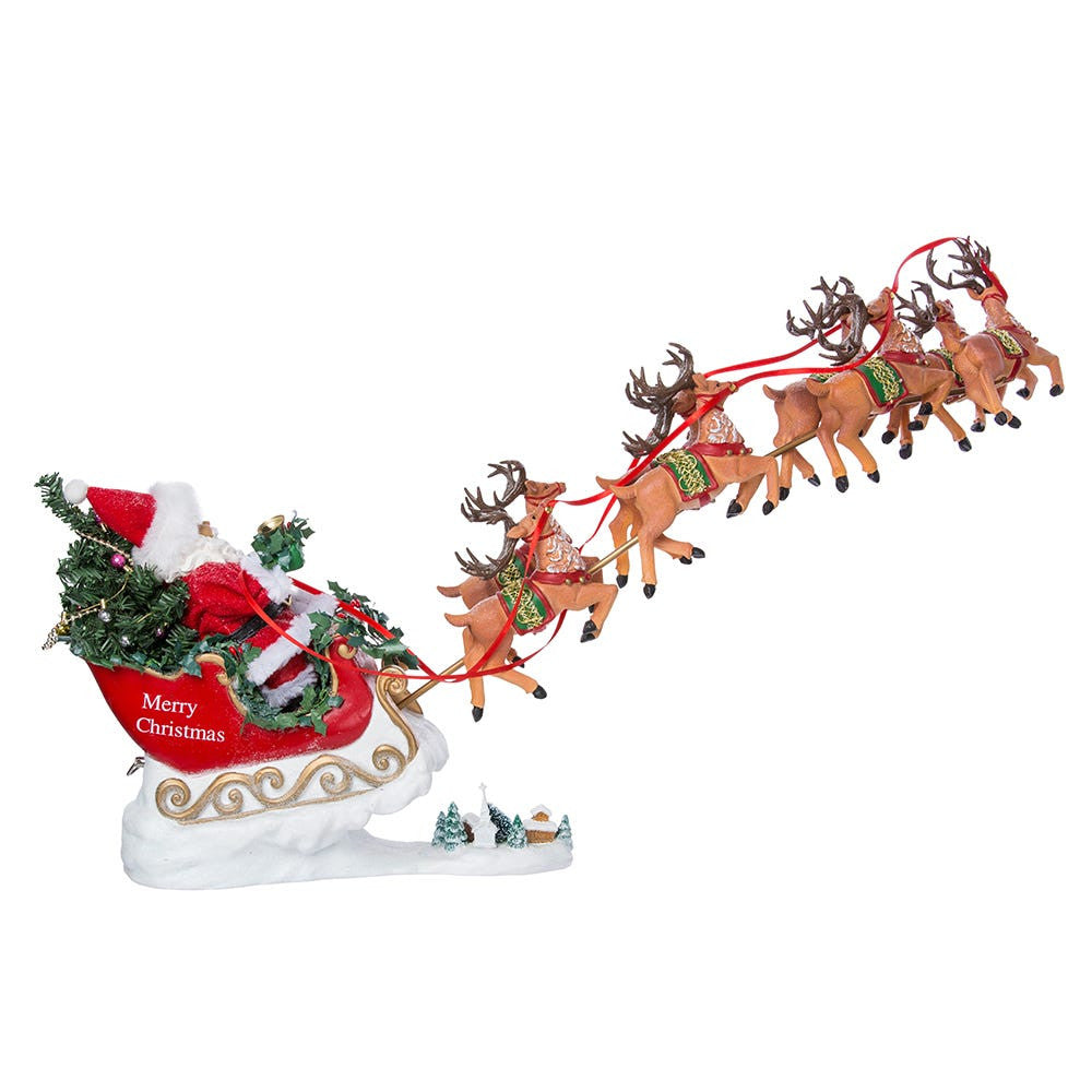 24“ Fabriché™ Musical Santa With 8 Reindeer, 2-Piece Set