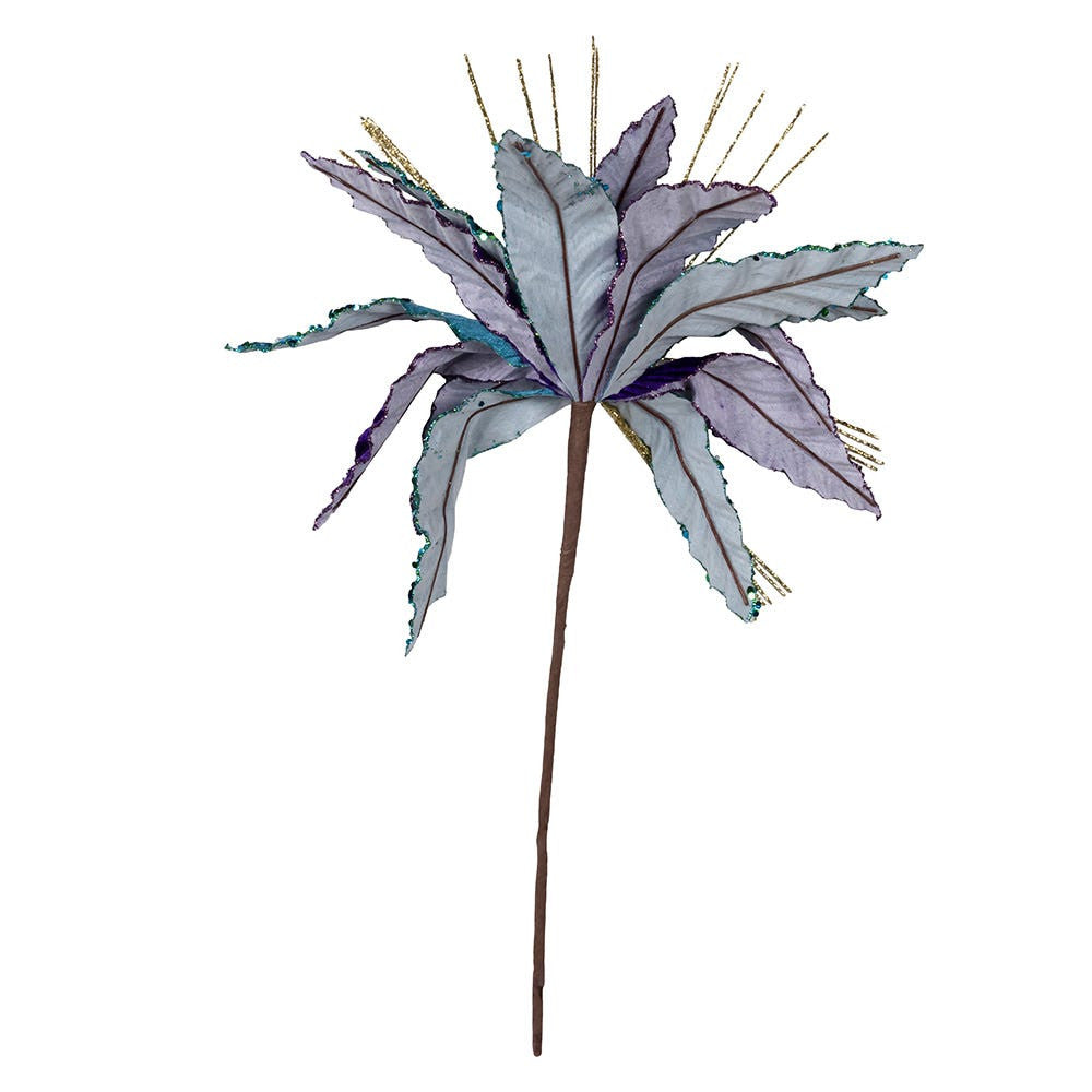 Purple, Teal, Gold Velvet Poinsettia Pick
