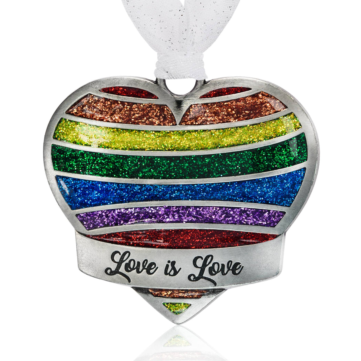 Rainbow Heart Christmas Ornament - Gay Pride
