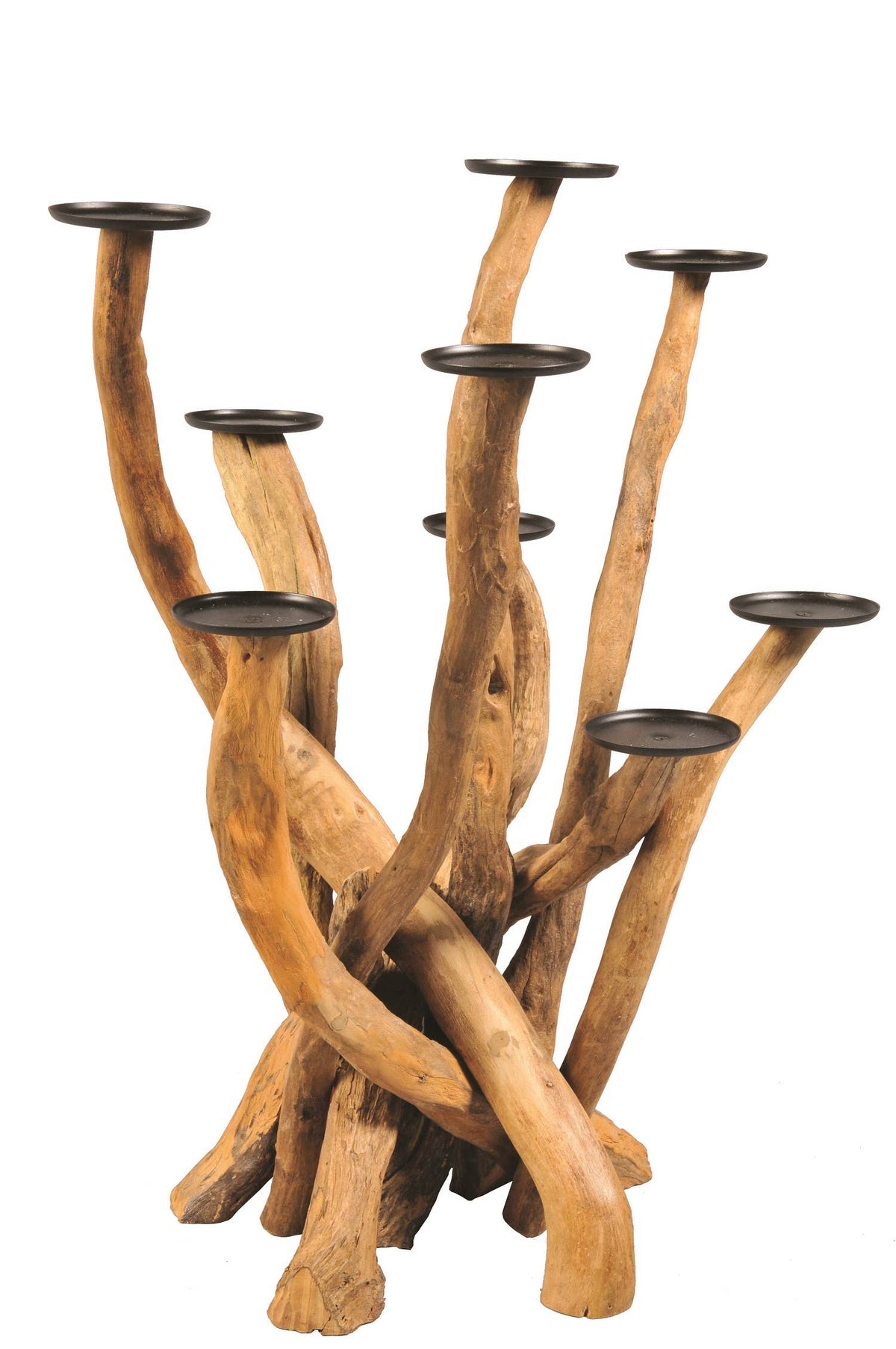 Candle Stick Driftwood Vitex Parviflora w/8 Candle Cups