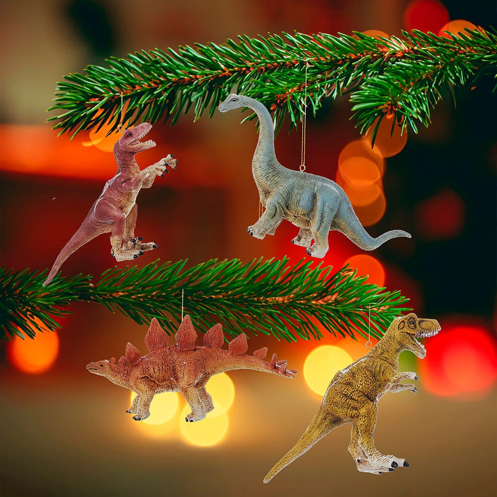 Dinosaur Ornaments, 4 Assorted