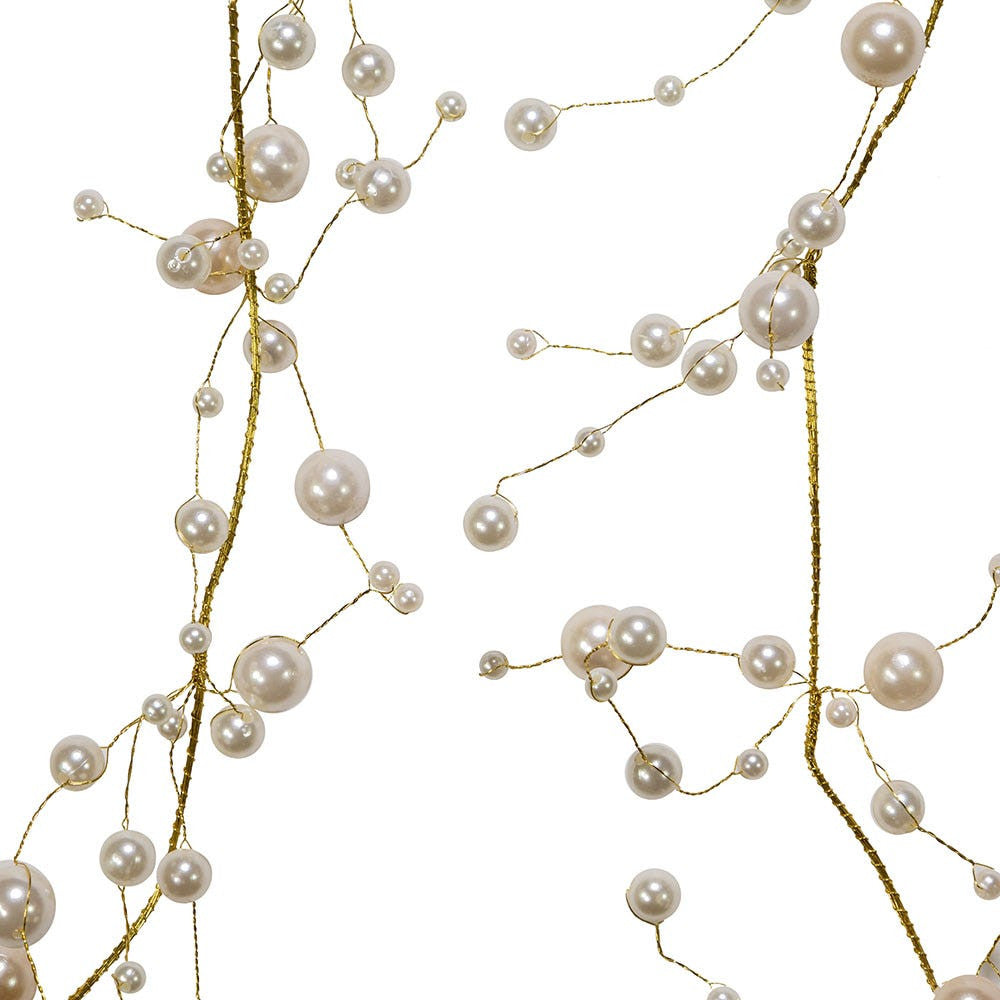 Pearl Beads With Gold Wire Garland