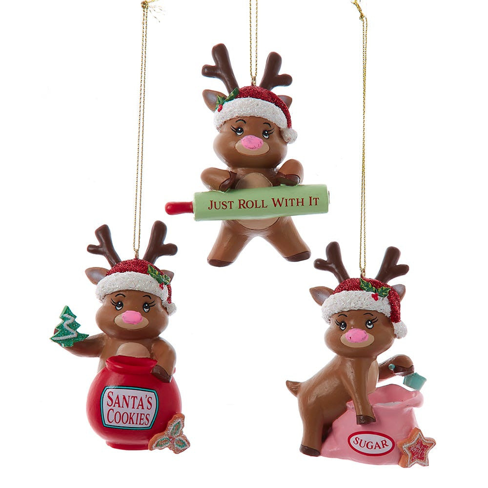 Reindeer Baker Ornaments, 3 Assorted