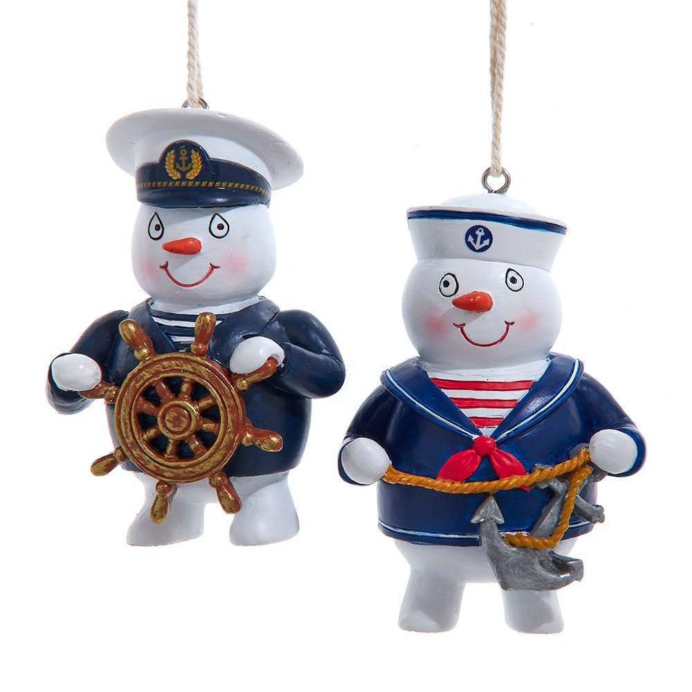Nautical Snowman Ornaments, 2 Assorted