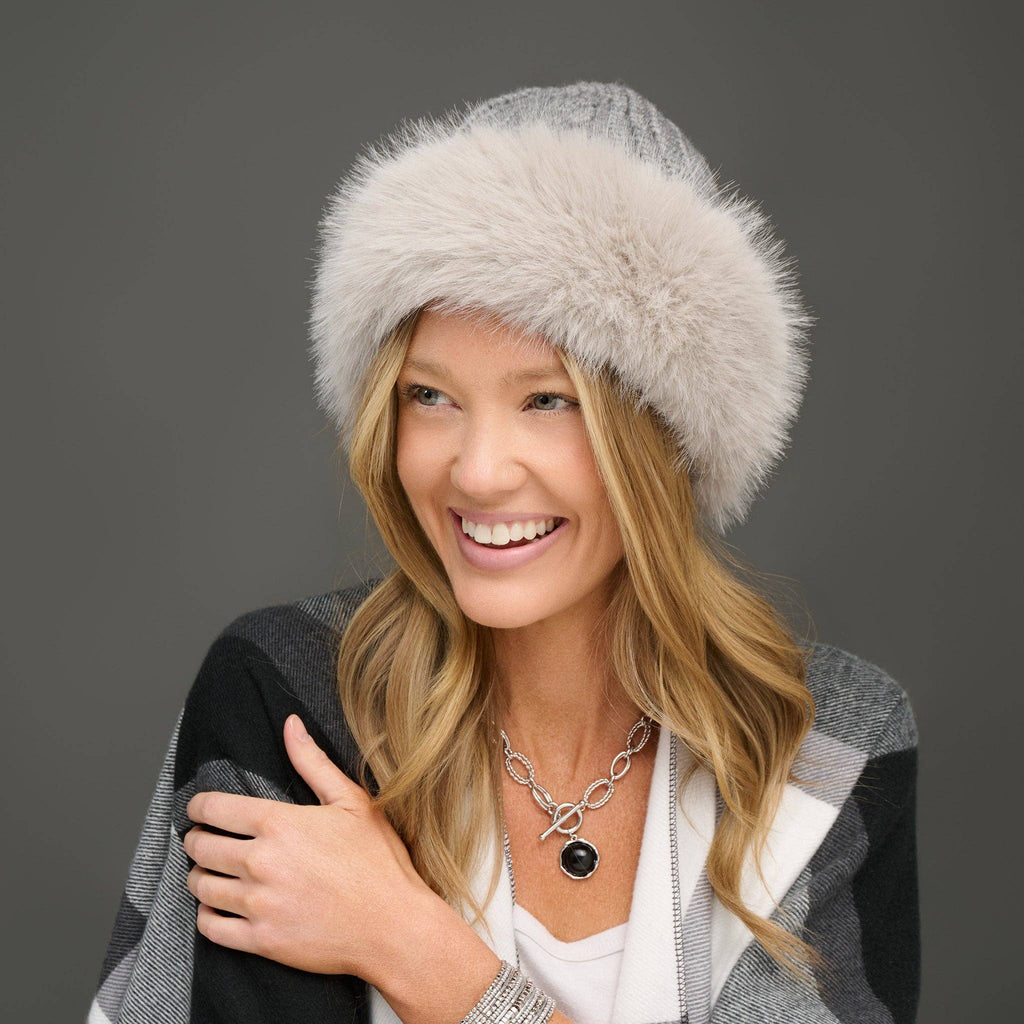 Winter Hat Cable Knit Beanie Faux Fur Fleece Lined Wyatt