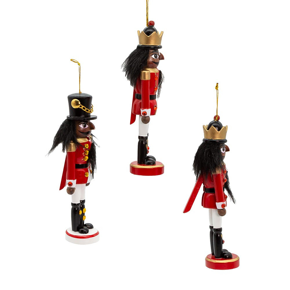 6“ Red and White African American Nutcracker Ornaments, 3 Assorted