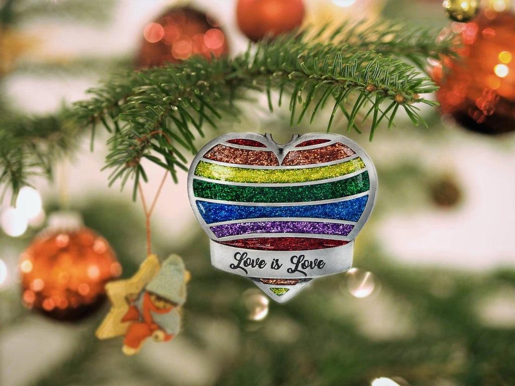 Rainbow Heart Christmas Ornament - Gay Pride