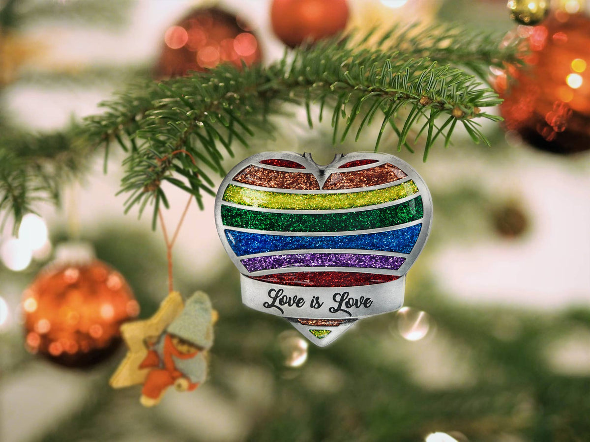 Rainbow Heart Christmas Ornament - Gay Pride