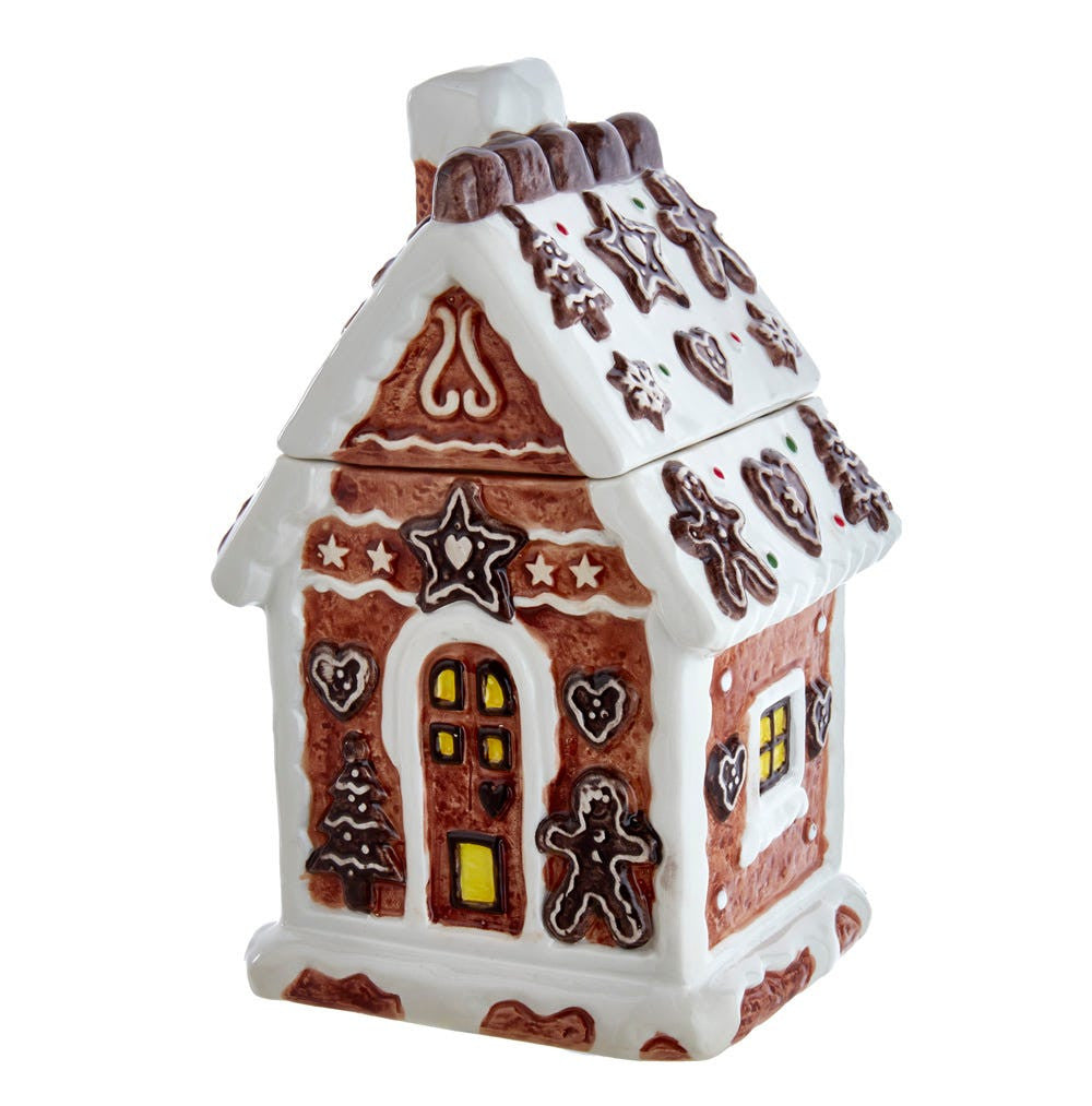 7.87“ Battery Operated LED Gingerbread House With White Icing