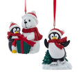 White Bear With Penguin Ornaments, 2 Assorted