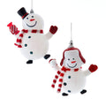 Snowman With Red & White Scarf Ornaments, 2 Assorted