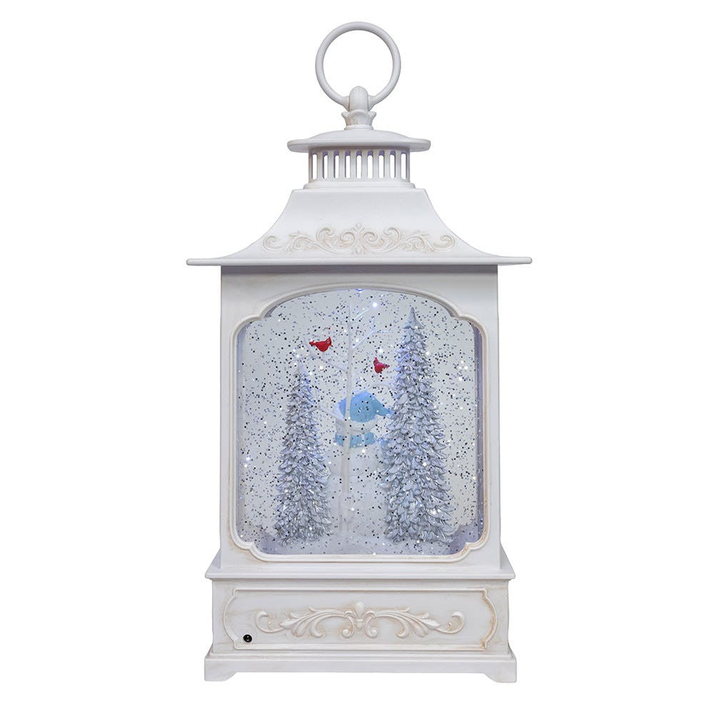 12.75" Battery Operated USB LED Lighted Snowmen & Penguins Water Lantern