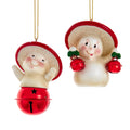 Merry Little Mushrooms With Red Jingle Bells Ornaments, 2 Assorted