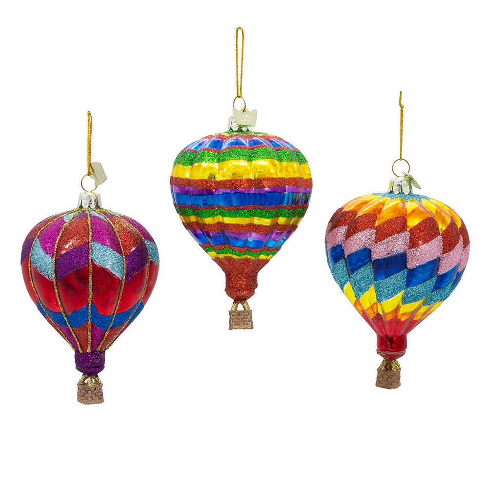 Noble Gems™ Hot Air Balloon Glass Ornament, 3 Assorted