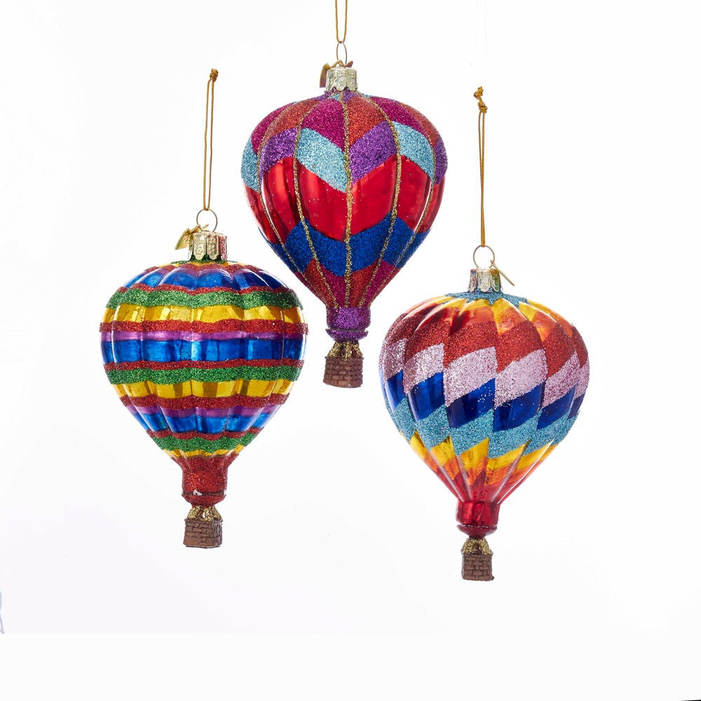 Noble Gems™ Hot Air Balloon Glass Ornament, 3 Assorted
