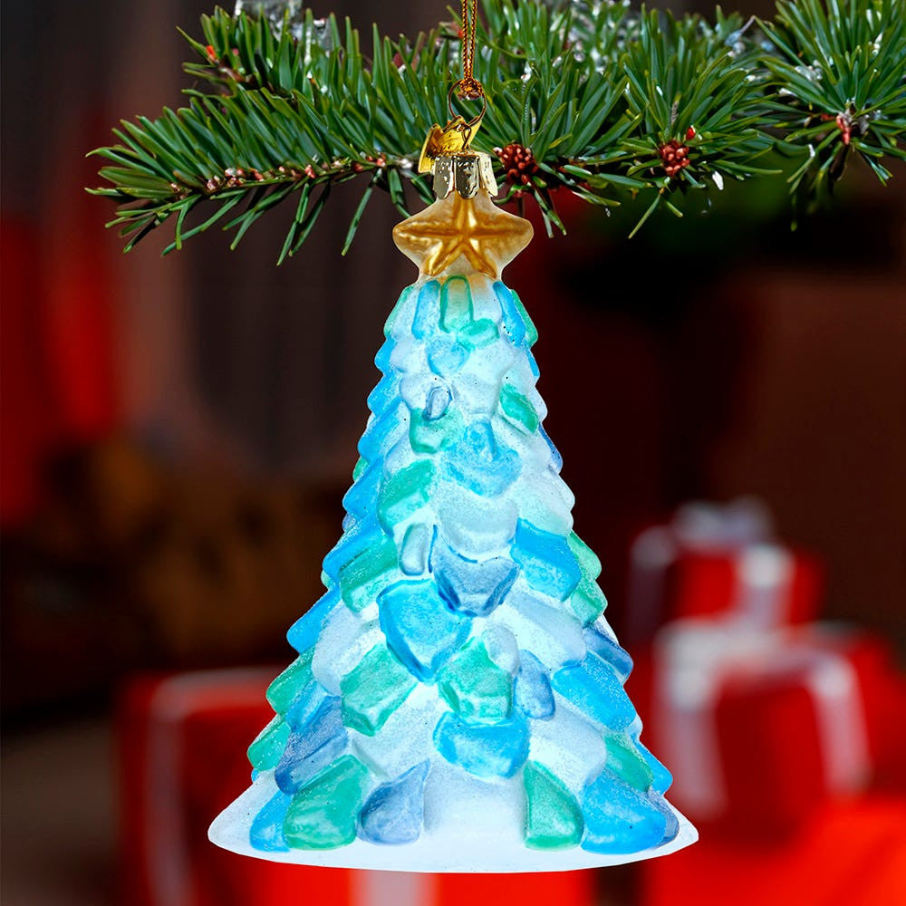 Noble Gems™ Glass Sea Glass Christmas Tree Ornament