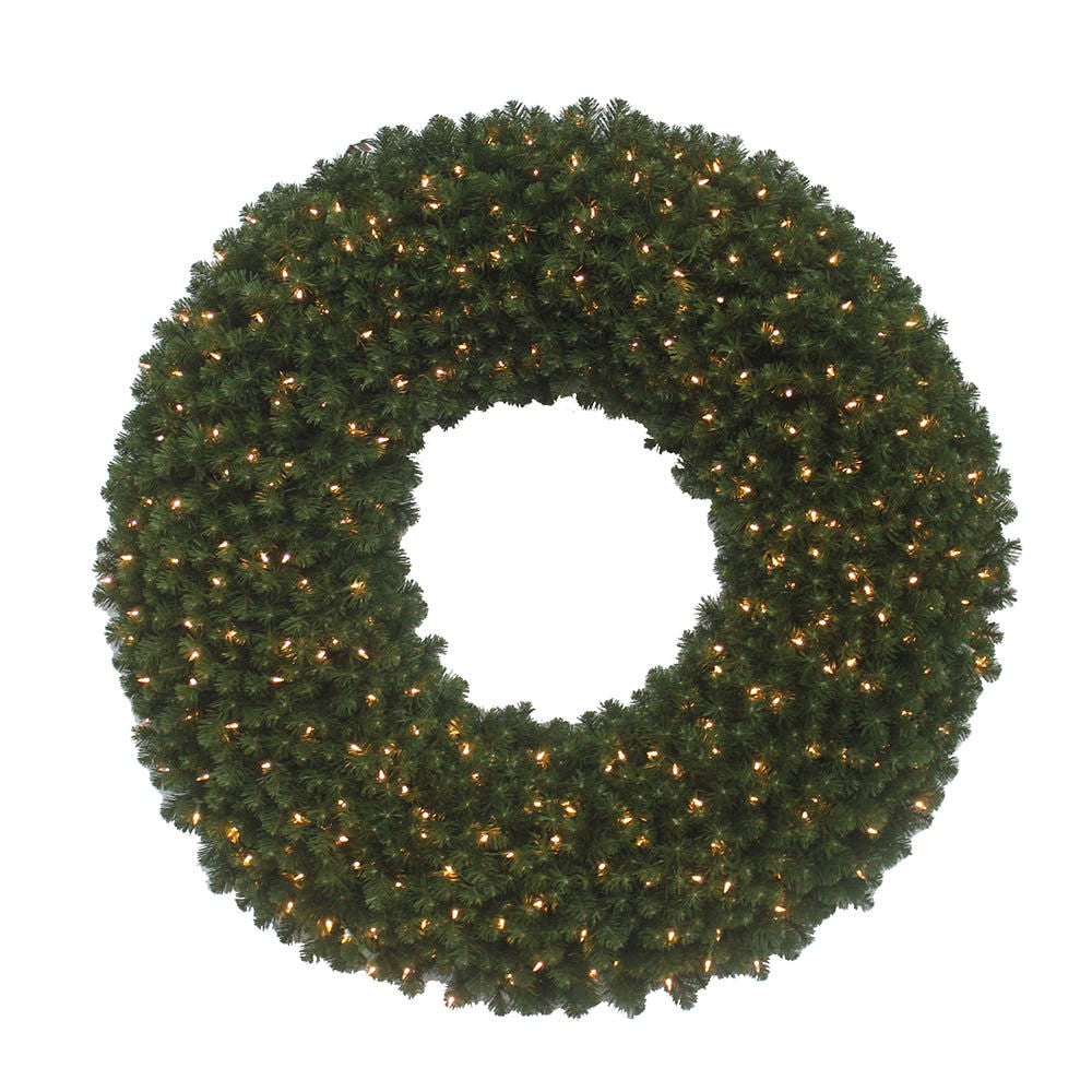 60" Pre-Lit Warm White Twinkle LED Commercial Wreath