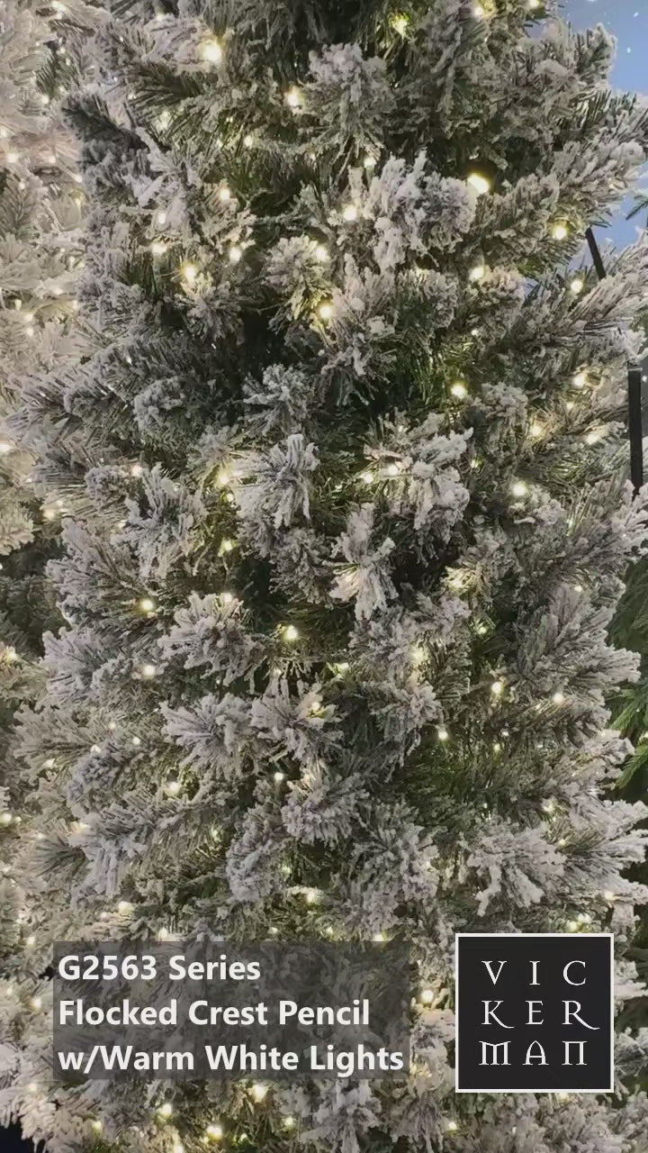6' x 19" Flocked Crest Pencil tree