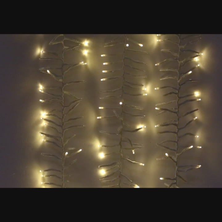 33' 1000L Warm White LED Multifunction White Wire Cluster Garland