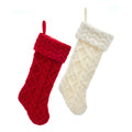Red & Ivory Cable Knit Stockings