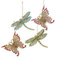 Gold Butterfly & Dragonfly Ornaments, 4 Assorted