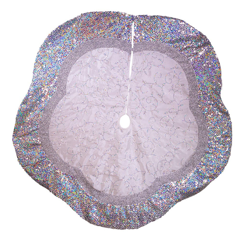 60" Silver Sequin Tree Skirt