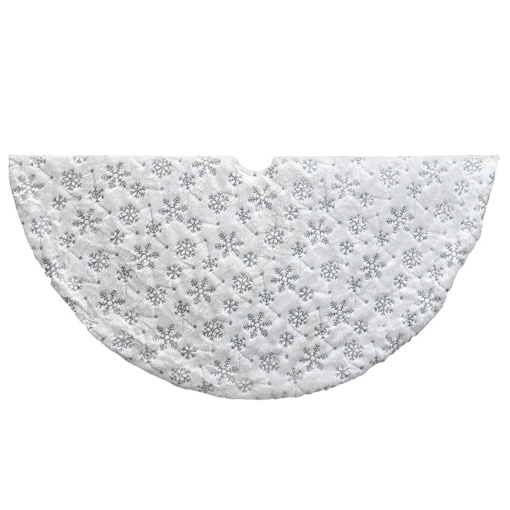 48" White Sequined Snowflake Tree Skirt