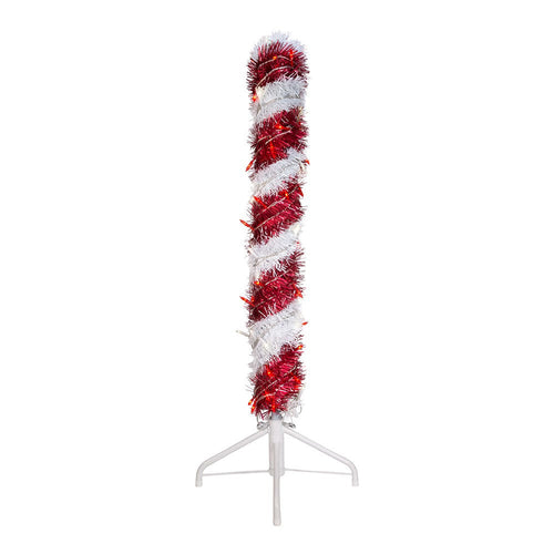 3' Pre-Lit LED Tinsel Candy Cane