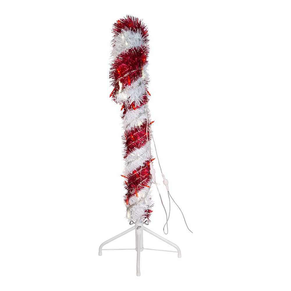3' Pre-Lit LED Tinsel Candy Cane