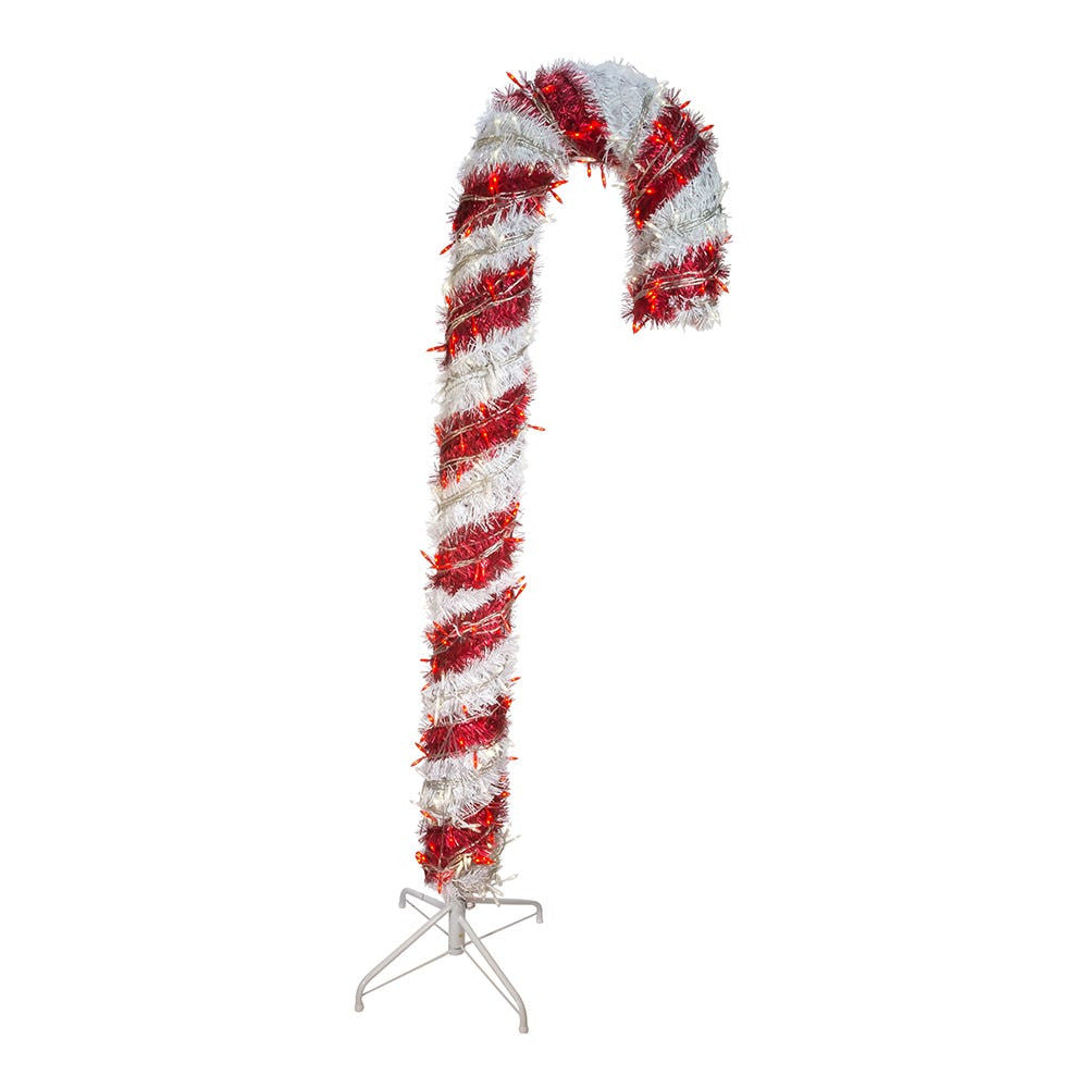 5' Pre-Lit LED Tinsel Candy Cane