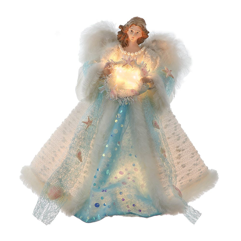 14" UL 10-Light Coastal Beach Angel Tree Topper